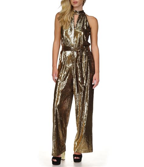 michael kors gold jumpsuit free shipping|Michael Kors sleeveless belted jumpsuit.